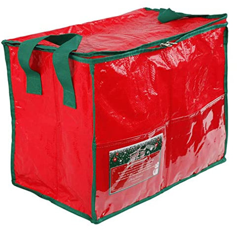 Elite Zotec® Wrapping Papers Wreath Decorations Bag | Xmas Organiser Holder | Christmas Tree Storage Bag | Bauble Storage Bag (Red (45x26x35cm))