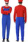 VISVIC Cosplay Kostüm Super Brothers Cosplay Kostüm, mit Cap und Schnurrbart, Halloween Karneval Cosplay Kostüm Set Männer Damen Jungen Mädchen, Faschingskostüme, Herren Rot, L