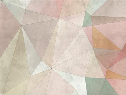 Livingwalls Fototapete Geometrisch Bunt Beige Rosa 382861 The Wall 3,71 m x 2,80 m Wohnzimmer Schlafzimmer Küche Esszimmer