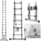 Teleskopleiter, zusammenklappbar, A-Rahmen, 3,8 m, Mehrzweck-Verlängerungsleiter mit Stabilisator für Garten, Loft, Büro, 150 kg, EN131