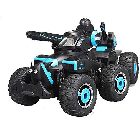 Rc Shot Boy Toy Car 2.4 GHz Remote Control Car Oversized Charging Six-wheel Tank Off-road Climbing Chariot 4WD 360° Stunt Drift Off-road Racing Car Toy Cars (Color : 2 battery packs)