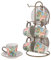 Baroni Home Set da 6 Tazzine decorate Linea Cementine, 15x13x29 cm