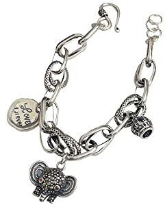 YUUKI Armreif Damen Silber 925,Vintage Sterling 925 Silber Armband Für Frauen Krone Elefant Armband Armreif Mit Verstellbarer Silberkette Glücksschmuck Für Frauen