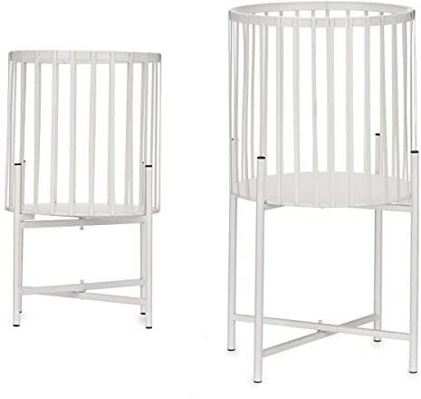 Gift Decor Set de maceteros 2 Piezas Barras Metal Blanco