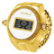JewelryWe Ringuhr Fingeruhr Damen Digitaluhr - Gold Runde Digital Elastisch Edelstahl Ring Uhr Frauen Fingerringuhr Uhrenring mit Kalender, Stoppuhr und Weiß Zifferblatt