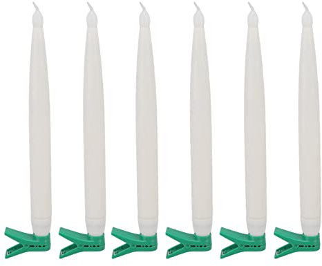 jerss 6Pcs Led Christmas Candles Christmas Tree Pole Lights Long Bars Ornaments Candle Lights Wax Clips Accessories Decoration Candle Lighting for Candle Lamp Electronic Candle