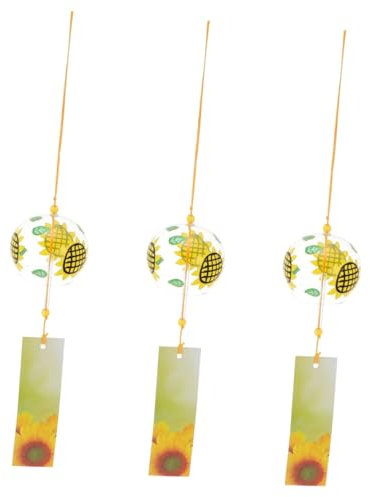 Yardwe 3 Pièces Carillons Éoliens en Verre Vent De Verre Millésime Carillon De Voiture Ornement De Fête Cloche à Vent pour Le Jardin Cloches à Vent Un Verre Sonnette 3D Ménage
