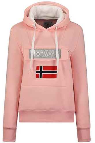 Geographical Norway Gadrien Lady - Felpa Donna Zip Hoodie Tasche - Pile Donna Maglione Manica Lunga Giacca Cappuccio - Abito Ideale Primavera Estate Autunno Inverno Stagione (Rosa Pallido XXL)