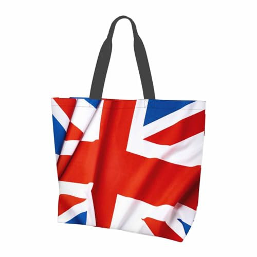 FWJZDSP Stilvolle Canvas-Tragetasche für Damen und Mädchen, Union Jack-Flagge, Canvas-Tragetasche, leichte und mittelgroße, wiederverwendbare Umhängetasche