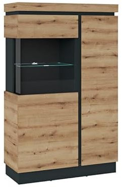 Wohnorama Corte CORV01L Vitrine 2Türen Kosmos grau/Coast Evoke Eiche