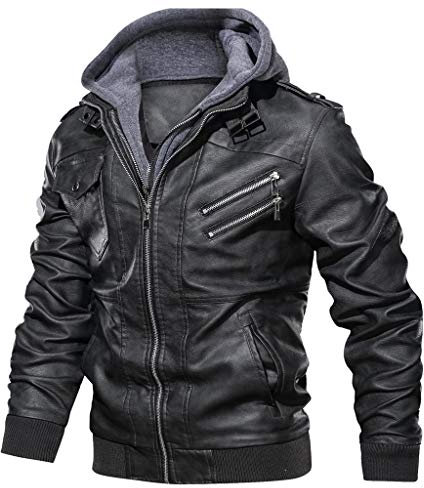 Sunnyuk Giacca Pelle Imbottita Uomo, Bomber Corto Giubbotto in Ecopelle, Invernale Marrone Aderente Pu Colletto Risvolto Giubbino in Finta Pelle, Primaverile Nero Vintage Curvy Maniche Lunghe Giacche