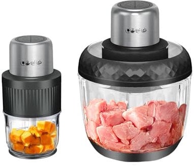 Hoapin Hachoir Électrique 800 W, Hachoir à Viande Avec Bol Verre 3 L + 0,5 L, 2 Niveaux de Vitesse, Mixeur Bebe Pour Viande, LéGumes, Fruits, Fruit Sec (Noir)