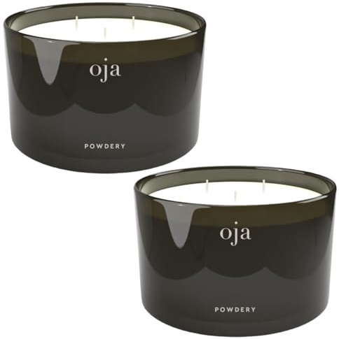 Oja Sojawachs Duftkerze Powdery im eleganten Design, (2er Pack 340g)