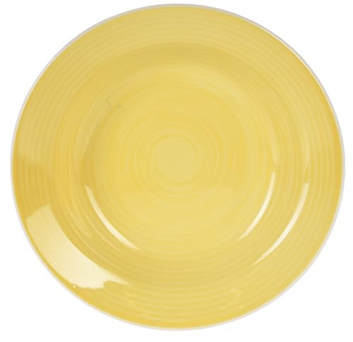 Koopman International Soup Plates Pasta Bowls Stoneware Round 8.5” Deep Dinner Plate Large Bowl for Serving Salad Soup Noodles Tableware Dishwasher & Microwave Safe, Pastel (Yellow)