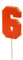 Geburtstagskerze Zahl 6 in Orange 6cm