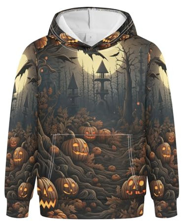 NYYYTTTEU Forêt Sombre d'halloween Sweats À Capuche Douillet Imprimés 3D pour Enfants Filles Garçons