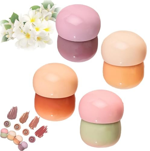 Blurring Pudding Pot Lip, Pudding Glow Lip Balm, Free Blurring Pudding Pot Lip, Smooth Lip Gloss for Nourished, Non-sticky Glossy Tinted Lip Balm Makeup (Color : 4PCS)