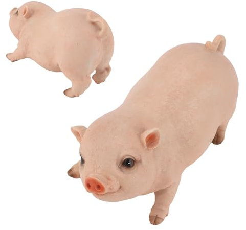 Cyrank Niedliche Schwein-Gartenstatue, Gartenornamente, Baby-Schwein, Dekorative Gartenfiguren, Tier-Gartenskulptur, 26 cm, Kunstharzfigur Für Außen- Und Innendekoration(A)