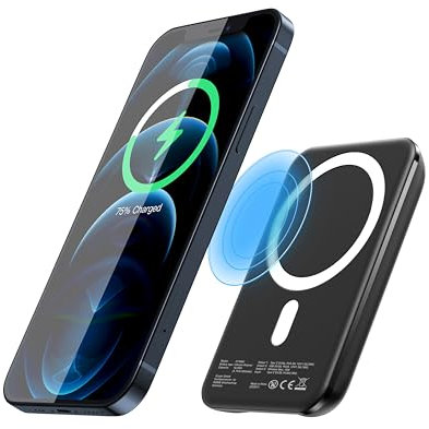 XLayer Magfix Pro Wireless Power Bank I 5000mAh PD 20W I Magnetic Powerbank I Schnellladen I Akkupack Kompatibel mit MagSafe für iPhone 16 15 Pro /14/13/12 Plus/Mini/Pro/Pro MAX, Airpods