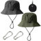 EHDWXVZM 2 Sombreros de Pescador y 2 mosquetones con 2 Cuerdas Resistentes al Viento, Sombrero Impermeable para el Sol, Sombrero para el Sol de Secado rápido, Sombrero para el Sol Plegable