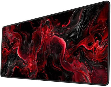 Gaming Tapis de Souris XXL 1000x400x3mm Tapis Souris Rouge Tapis de Souris Gaming Accessoire avec Base en Caoutchouc Antidérapant Surface, Imperméable Grand Tapis Bureau, Decoration Chambre Home