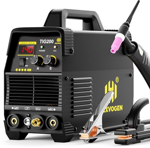 H HZXVOGEN Soldador TIG de 200 A, soldador de alta frecuencia 110/220 V TIG/MMA 2 en 1 máquina de soldadura con poste de gas TIG