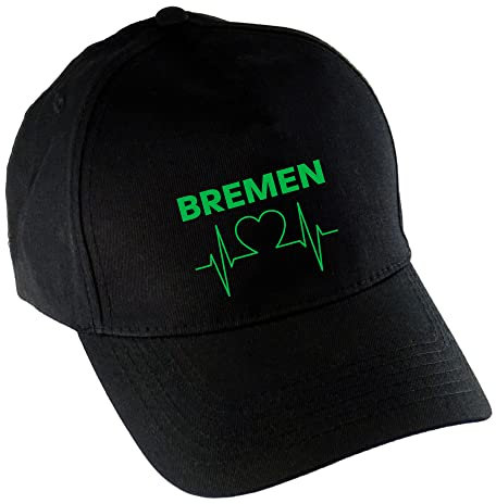 multifanshop Baseballcap - Bremen - Herzschlag - Druck grün - Mütze Größe one Size schwarz