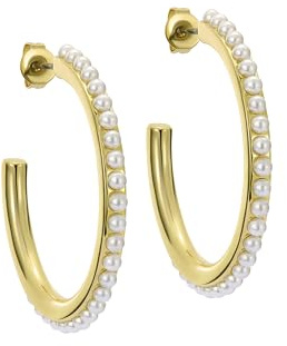 Ted Baker London Peraa Medium Pearl Creolen für Frauen (Gold/Perle), Messing, Perle