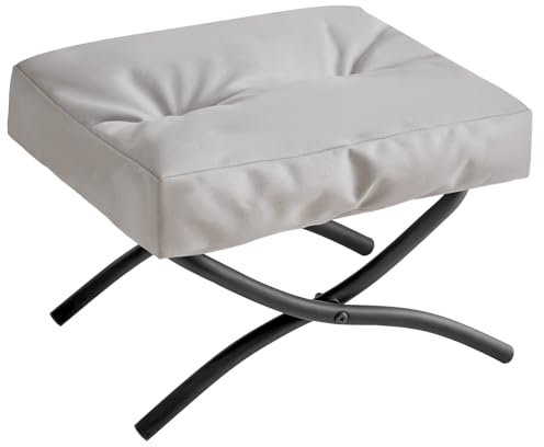 IBUYKE Repose-Pieds Repose Jambe Ottomane Pliable, Petit Tabouret Rectangulaire Accentué Ottomane pour Fauteuil, Tabouret Portable Moderne pour Salon Chambre à Coucher, Gris WBD020G