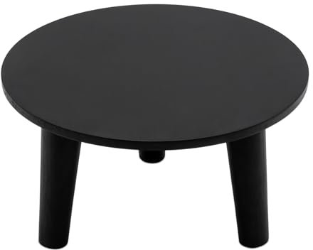 Spetebo Holz Blumenteller rund 25 cm - schwarz - Holz Pflanzenhocker mit 3 Füßen - Pflanzenständer Deko Hocker für Blumen und Pflanzen
