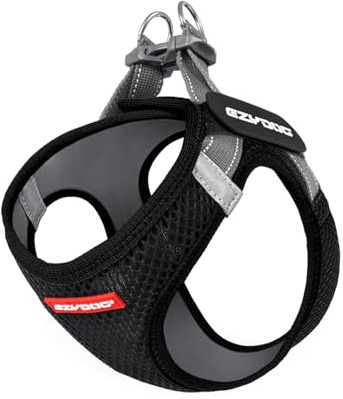 EzyDog FormFit Dog Harness, Designed for Small Breeds, Easy Fit Design, Lightweight Durability, Stainless Steel Double D-Rings, 3D Air Mesh Material, Adjustable Hook and Loop Closure (Black, XL) | All Weather Breathable Mesh, Small Dog Harness with Reflective Trim, Easy Hook & Loop Closure, Sturdy Buckle, & D-Ring