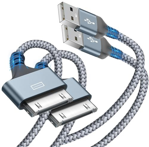 2pcs USB to 30 Pin Charging Cable,30-Pin to USB Cable for iPhone 4,Fast Charging & Sync Data Cable Compatible with iPhone 4/4s/3G/3GS, iPad 1 2 3,iPod Touch 4 3 2 1, iPod Classic 3 2 1