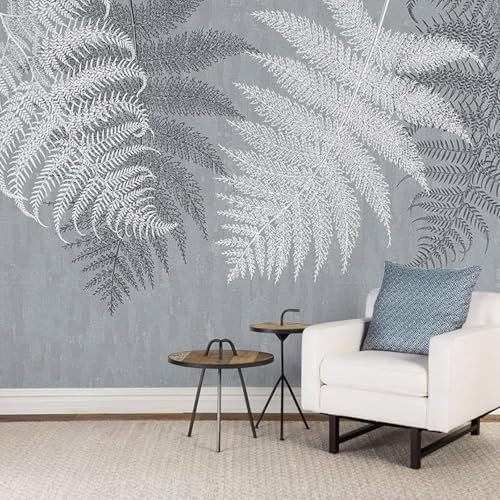XLMING Feuilles En Noir Et Blanc 3D Papier Peint Décoratif Bureau Salle à Manger Salon Chambre Coucher Canapé TV Mur-430cm×300cm