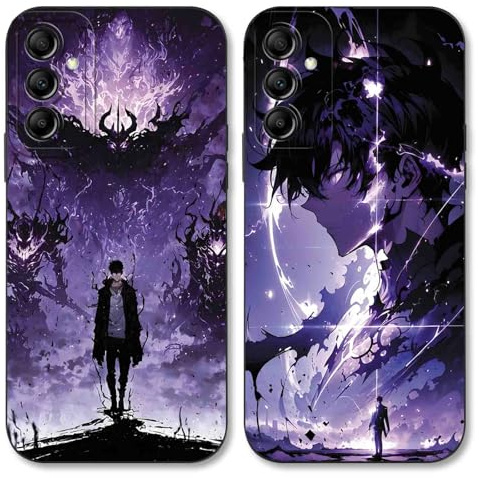TBNMBGY 2 Stück Schwarz Cartoon Handyhülle für Samsung Galaxy A14 5G 6.6 Hülle, Anime Motiv Heißblütiger Manga Muster Silikon TPU Case Fallschutz Kratzfest Stoßfest Jungs Schutzhülle, Muster