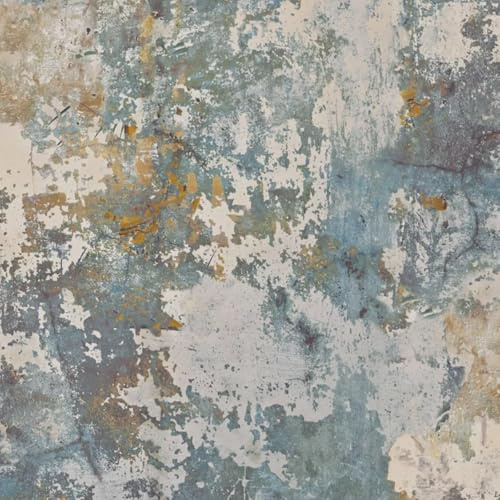 SOPHIE LAURENCE Blue Concrete Wallpaper Indrustrial Stone Effect Yellow Green Textured Feature