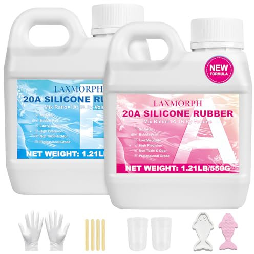Flüssiges Silikon,20A Abformsiliko 1,1kg Silikon Formenbau Kit,Einfaches 1: 1 Verhältnis,Easy Mold Release, Niedrige Viskosität, ideal für DIY Kerzenform, Seifenform, Gießen,Basteln