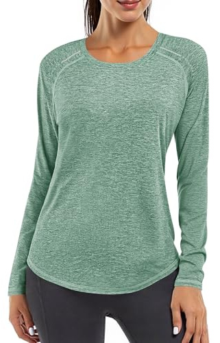 Gyabnw Sportshirt Damen Langarm UPF 50+ UV Schutz | Leichtes Funktionsshirt, Rundhals, reflektierende Details, lockere Passform, für Fitness Wandern und Outdoor
