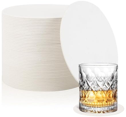 Kissmii Lot de 200 dessous de verre en papier blanc pour , 4 dessous de verre jetables pour mariage, travaux manuels et équipement de bar