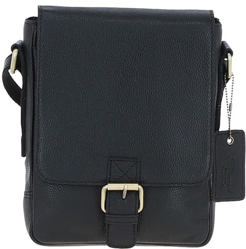 Ashwood Compact Leather Flap Over Bag - Genuine Leather Crossbody with Gold Hardware, Outer Zip Pockets & Adjustable Strap - Lightweight Everyday Shoulder Bag: Q-42