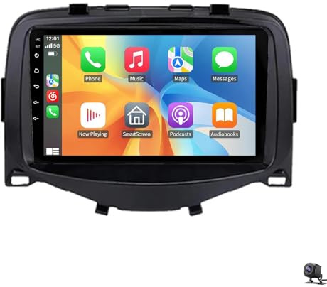 Autoradio für Peu-geot 108 Ci-troen C1 to-yota Aygo 2015-2020 kabelloses Carplay Android Auto GPS Navigation 7 Zoll Touchscreen Bluetooth RDS FM SWC 5G WLAN 1080P Kamera(Color:4 CORE 2+32G)