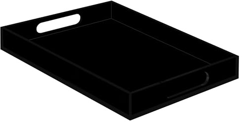 Large Acrylic Tray Breakfast Tray, Kitchen, Bathroom Organization and Party Service - Multi-Purpose Modern Serving Tray Very Simple and Stylish 16.3‘’ x 11.4‘’(Black)