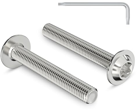 Zuyya 20 Stück M5 x 60 mm Linsenkopfschrauben mit Flansch, M5 Schrauben | Torxantrieb, Edelstahl A2 V2A Schrauben, Torx Schrauben Vollgewinde mit Torx Schlüssel