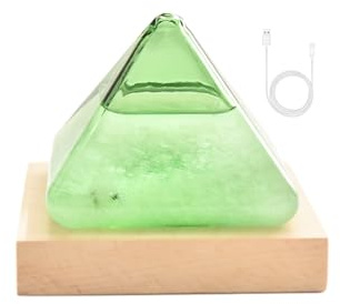 Storm Glass – Barómetro de mesa con forma de, decoración con base de madera luminosa, pantalla para la predicción del tiempo, previsión meteorológica alimentada por USB, elección de regalo para