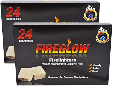 Firelighters Starter Blocks Cube for BBQ, Woodburner, Open Firelighter, Campfire, Stove, 24 Cubes in 1 Box (2 Pack (48 Cubes))