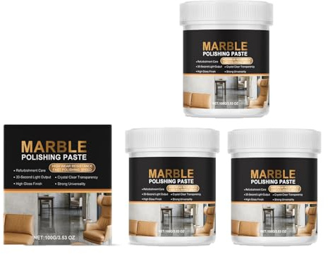Marble Polishing Paste, Marmor Politur, Granit Reiniger, Marmor Reiniger, Marmorreinigung zur Wiederherstellung des Glanzes, Stein und Platten Intensivreiniger Streifenfreier Glanz (3PC)