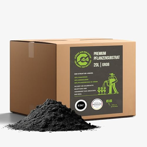 C44-20L Pflanzensubstrat mit Pflanzenkohle Grob – Drainage für Hochbeet, Kübel & Garten – Blähton Alternative, 8-16mm – Stoppt Staunässe & Erden-Verdichtung – Universal Bodenbelüftung