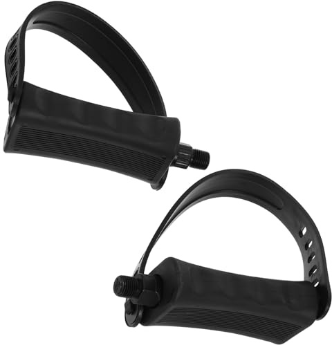 BIUDECO Indoor Ergometer Fahrradpedale mit Verstellbaren Riemen Kurzachse Ersatzpedale für Heimtrainer und Fitnessgeräte Zubehör