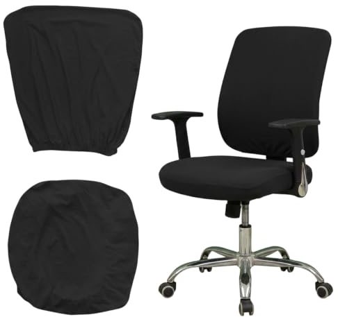 WORUIB Office Chair Cover, Two-Piece Set with Seat and Back Covers in Black, Protective Chair Cover for Office and Desk Chairs, Universal Fit for Computer Chairs, Dimensions 24.4 x 19.9 x 4.3 cm