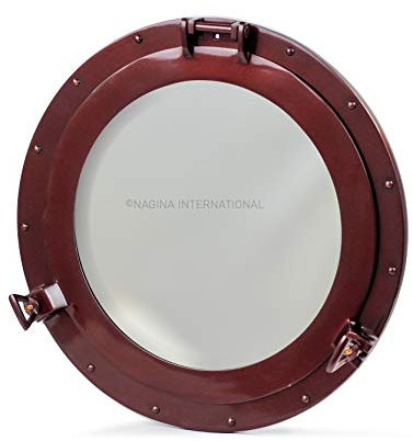 Nagina International Nautical Metal Crafted Coke Kupfer Finish Aluminium Bullauge Spiegel | Antikes Piratengeschenk (15 Zoll)