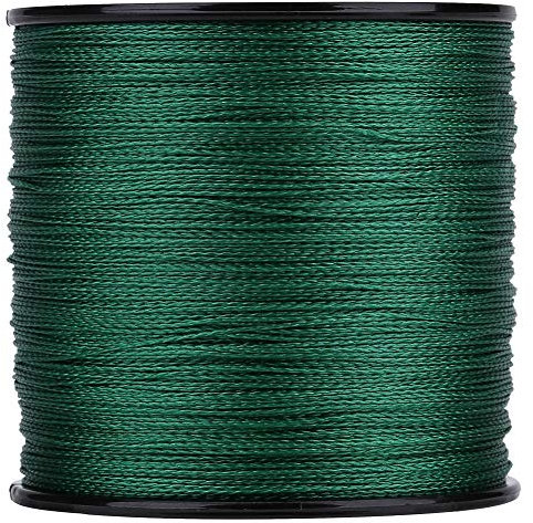 Gloglow - Lenza da pesca intrecciata, 1 pezzo, 300 m, in polietilene intrecciato a 4 fili, super resistente, filo multi filamento, lenza da pesca verde (0,4 mm)